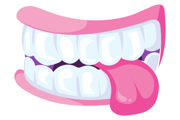 Cartoon Teeth with Tongue Out: A Playful Embroidery Design for Lighthearted Projects