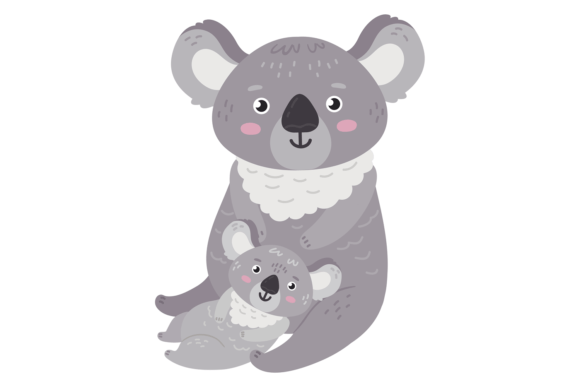 Cute Koala Baby Playing with Mother. Fun