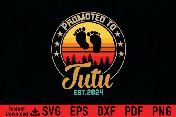 Funny Promoted to Tutu Est 2024 Gift: A Playful Embroidery Design for Lighthearted Projects