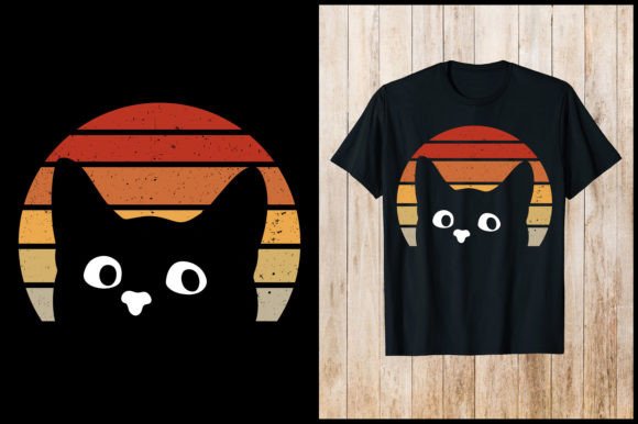 Funny Staring Black Cat Vintage T-Shirt Design Review