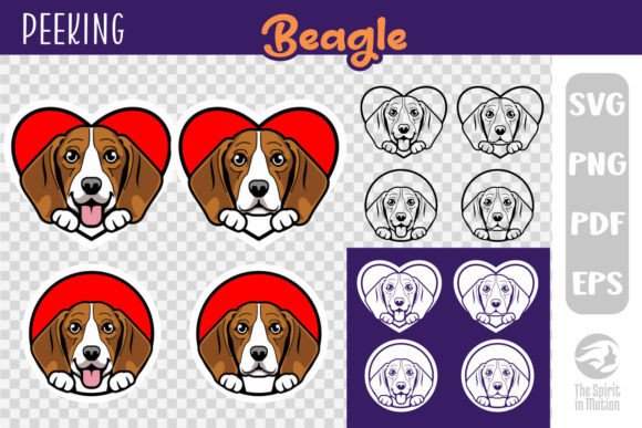 Peeking Beagle Valentine's Clipart: Cute Charm Meets Embroidery Craft